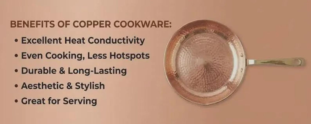Handmade Pure Solid Copper Fry Pan 500ml with Brass Handle
