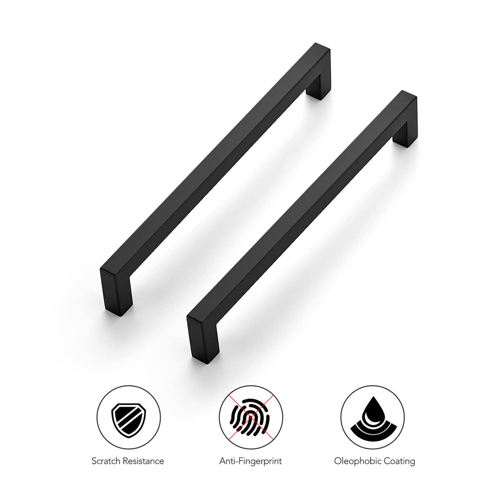 Matte Black Cabinet Handles Square Pulls 8 Inch 14 Pack