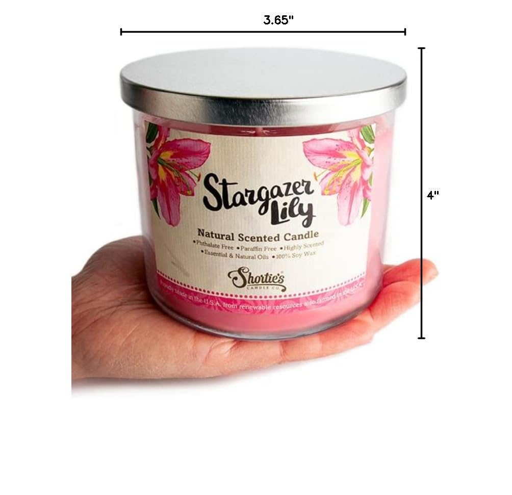 Stargazer Lily Highly Scented Natural 3 Wick Candle, Essential Fragrance Oils, 100% Soy, Phthalate & Paraben Free