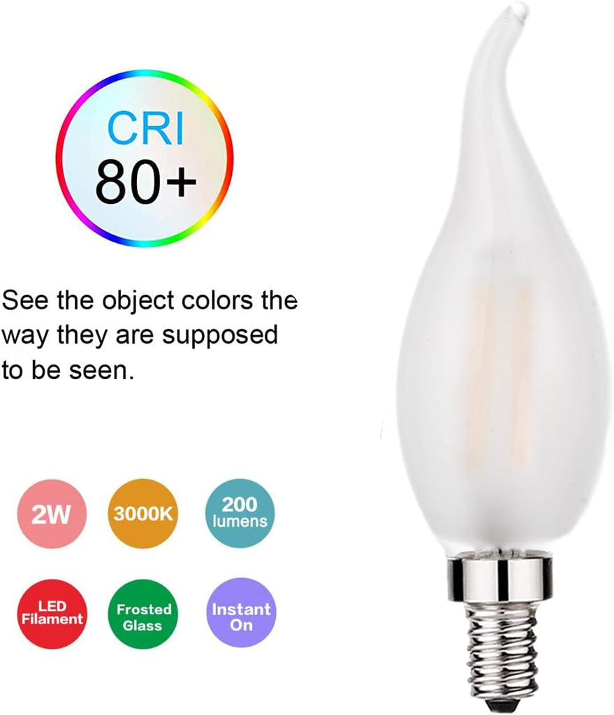 Frosted Candelabra Light Bulbs 25 Watt Equivalent E12 LED Bulb