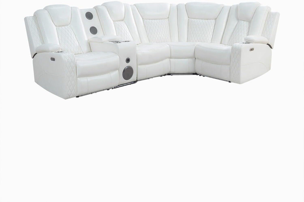 Naomi Home Chicago Home Theater Seating Reclining Sectional with Power Recline, Bluetooth Speakers, LED Lighting