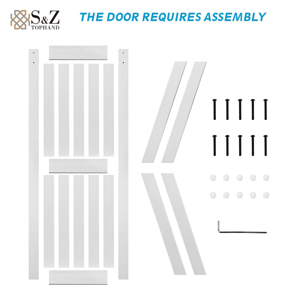 32in x 96in MDF Barn Door with 6.6FT Sliding Door Hardware Kit, Solid Barn Door Slab Covered with Water-Proof PVC