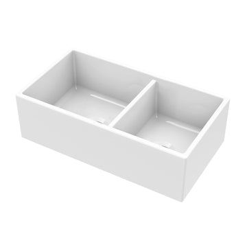 Fireclay Farmhouse/Apron Front Kitchen Sink (33 Inch 60/40 Double Bowl)