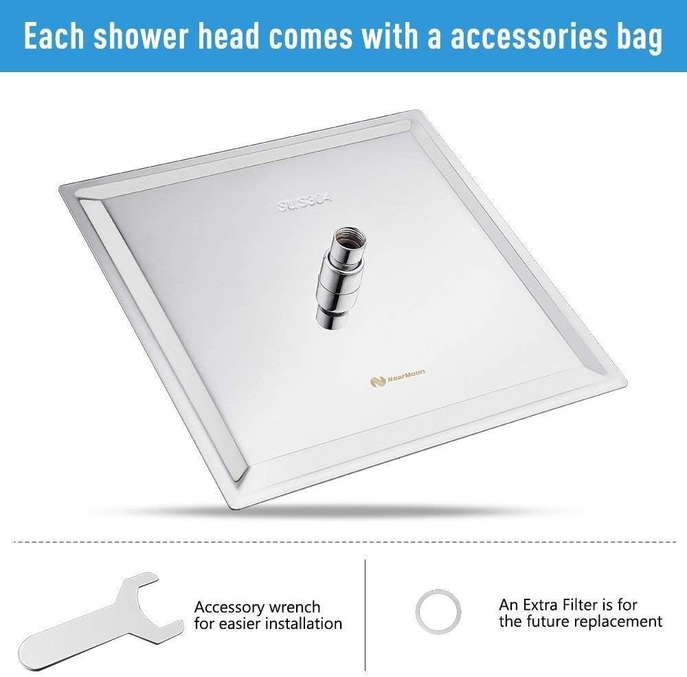 Rain Shower Head, High Flow Stainless Steel Square Rainfall Shower, Waterfall Bath Shower Body Covering, Ceiling or