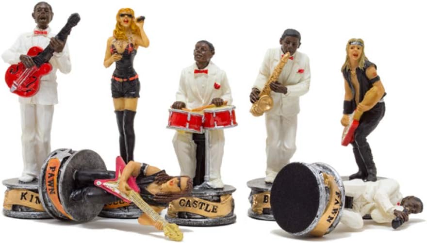 The Jazz Band Vs Rock Stars Hand Painted Themed Chess Pieces