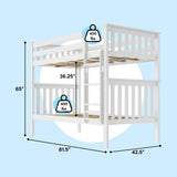 Bunk Bed Twin over Twin, Solid Wood Bunk Bed Frame with Ladder for Kids, 14" Safety Guardrails, Easy Assembly