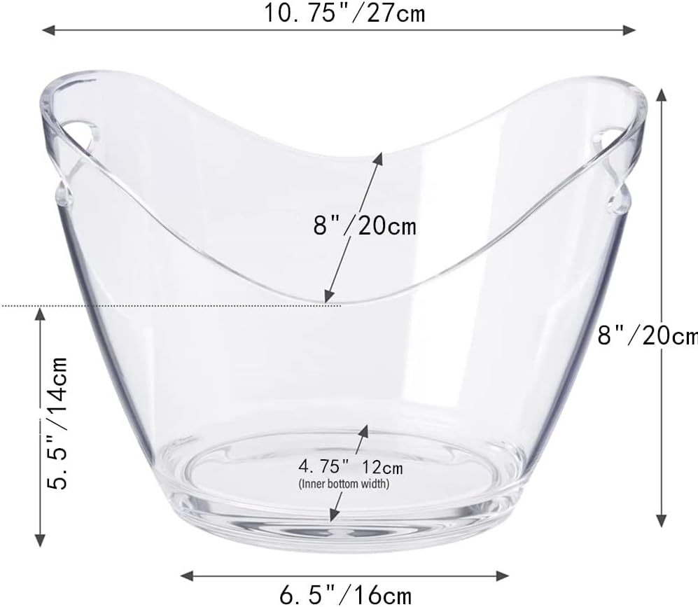 Wine Chiller & Party Beverage Tub, Clear Acrylic Food Grade Ice Bucket, 3.5LiterStorage Tub, See Through ice Tub