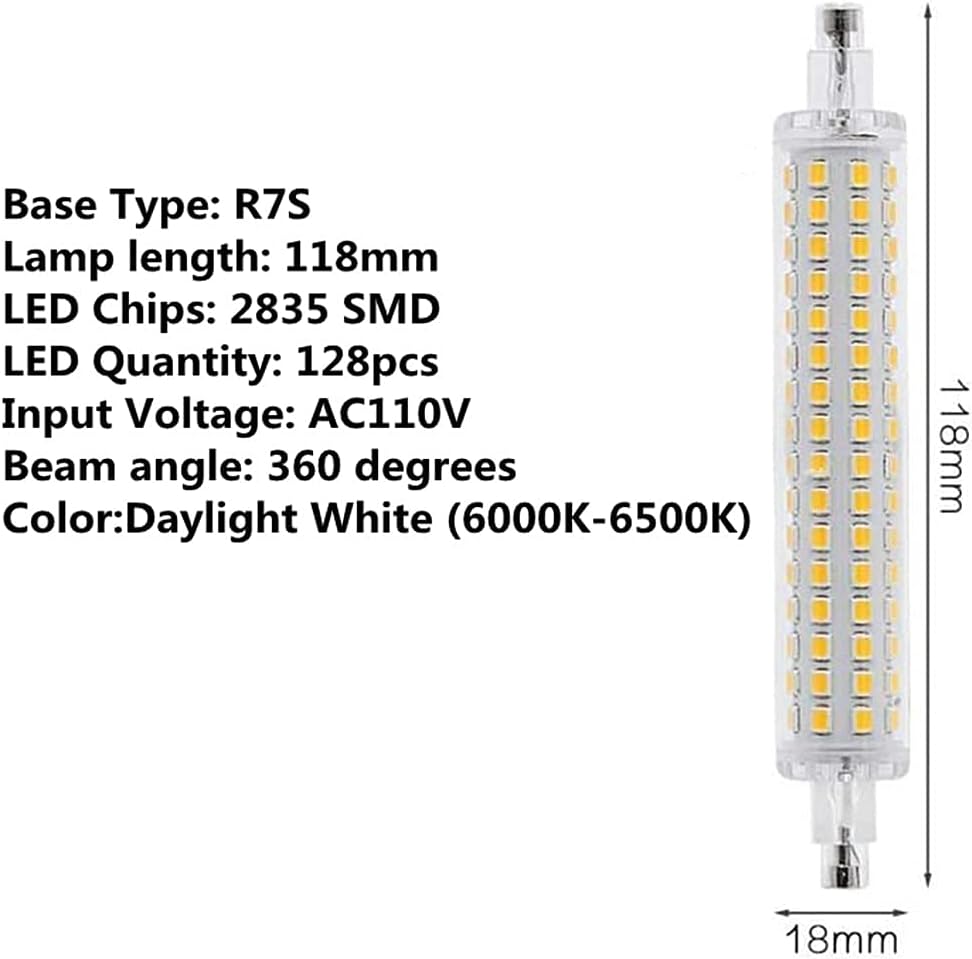 118mm 10W R7S LED Bulbs 128 LEDs R7S Corn Light 100W Halogen Equivalent J Type T3 120V R7S Non-Dimmable Double
