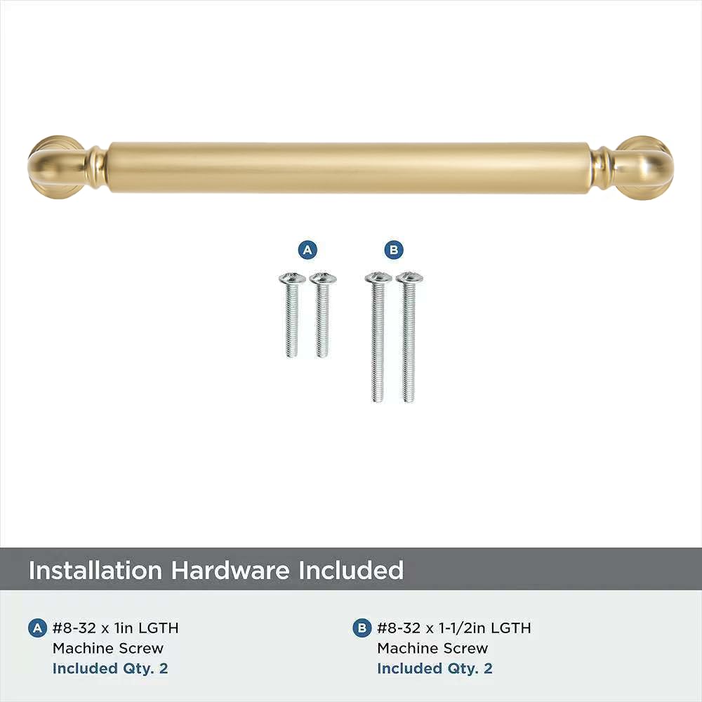 Brushed Brass Heavy-Duty Solid Cabinet Pulls, 6 Inch (152mm) Hole Center, Satin Gold Drawer Pulls, Cabinet