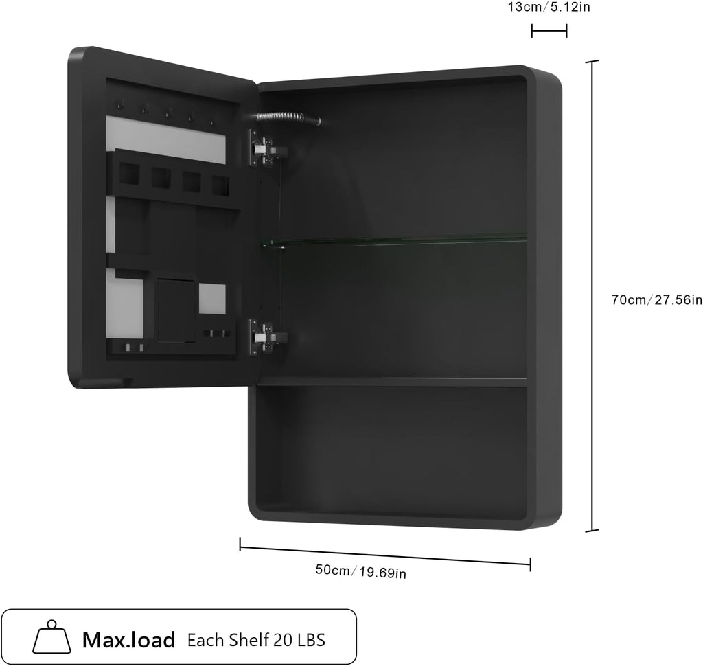 19"x28" Lighted Medicine Cabinet, Bathroom Mirror with Storage Touch Screen Switch Anti-Fog, Adjustable Brightness