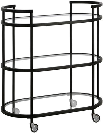 30" Wide Oval Bar Cart in Blackened Bronze, Bar Carts for the Home | Sleek rolling shelving unit that moves room to