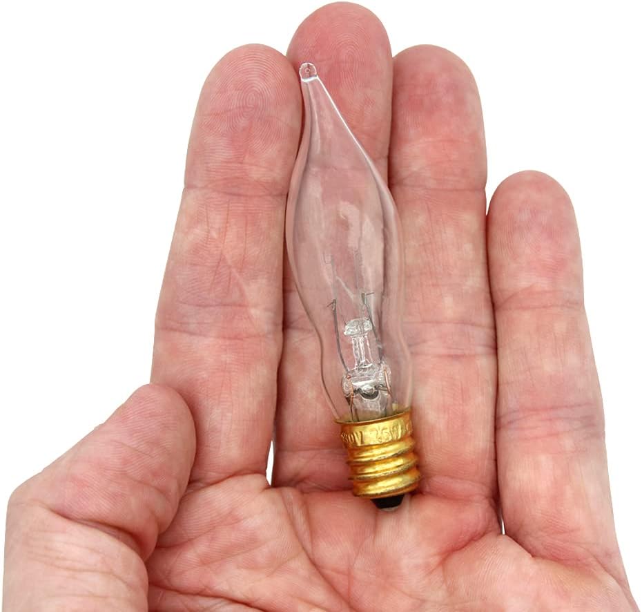 7.5 Watt Light Bulbs 120V/130V Bent Tip Candelabra, Flame - 1 Pack