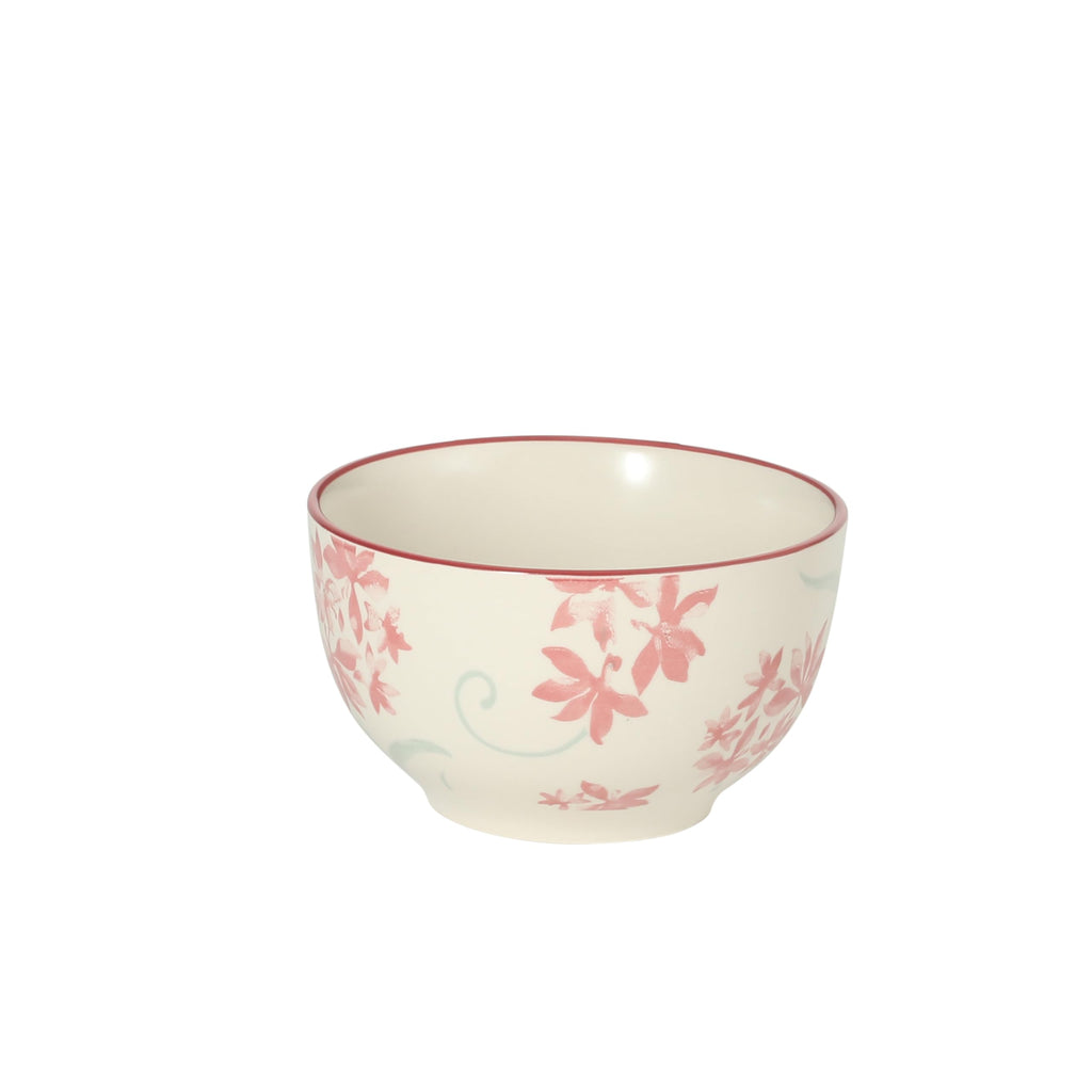 Admiral Hall 12-Piece Matte Stoneware Dinnerware Set - Dinner Plates, Salad Plates & Bowls with Pink Floral Pattern