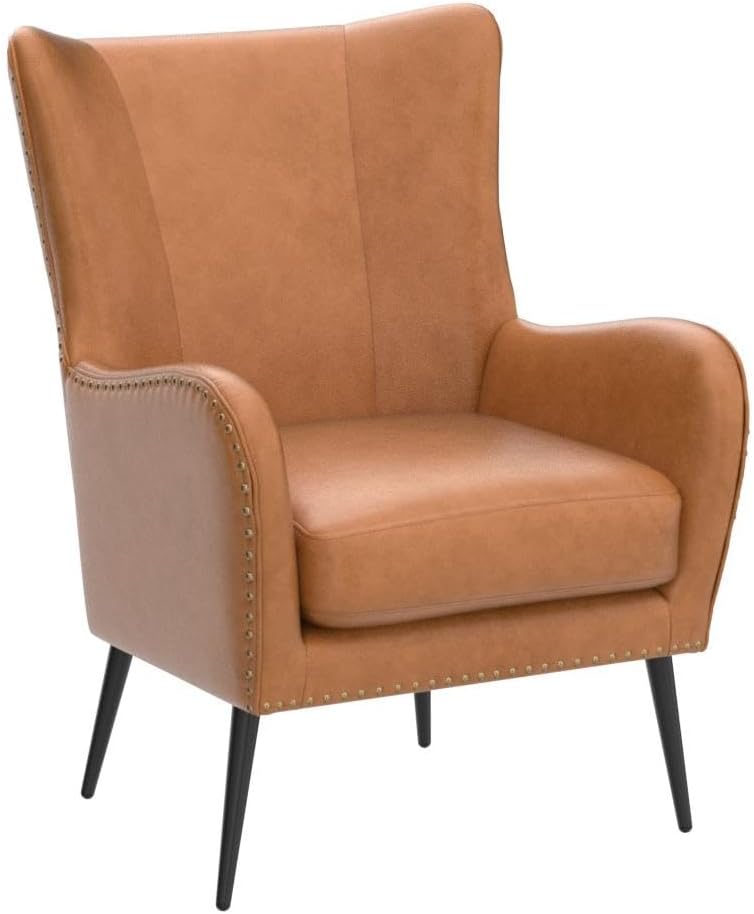 Faux Leather Accent Chair, Camel