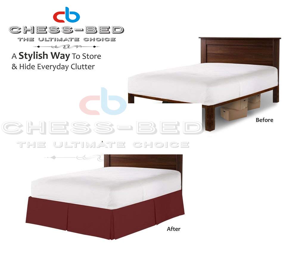 Bed Skirt Egyptian Cotton 600 Thread Count Silky Soft Comfortable 60x80 Inch Queen Size Split Corner Bed Skirt