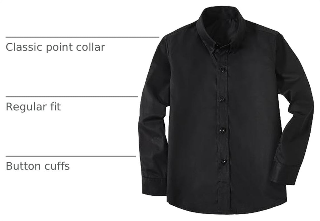 Boys' Dress Shirts Toddle Boy Long Sleeve Uniform Shirt for Kids