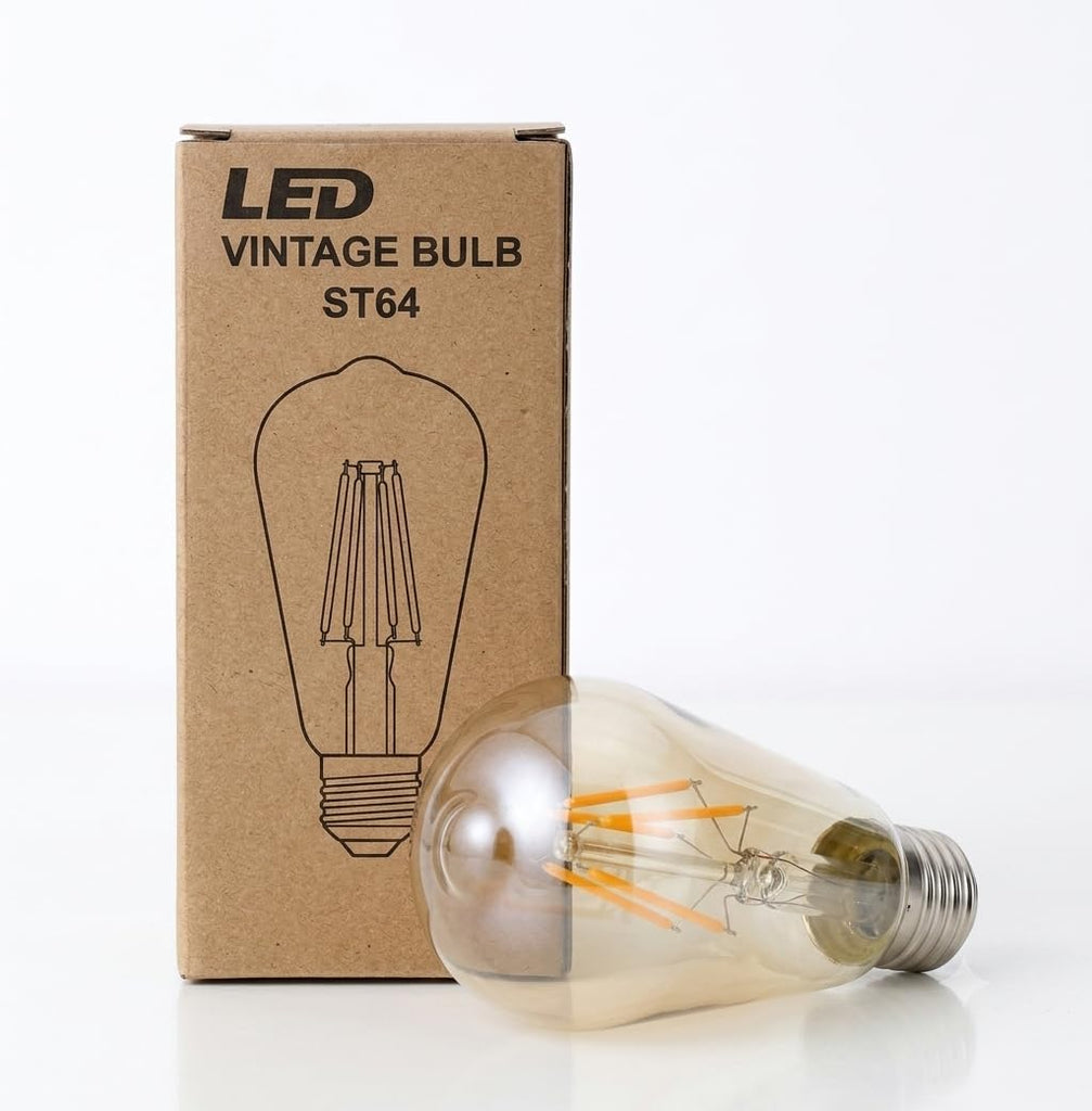 Edison Bulbs 8W, 200V Amber Warm, LED Edison Bulb ST64, Amber Glass, Vintage LED Light, Non-Dimmable, CRI 80