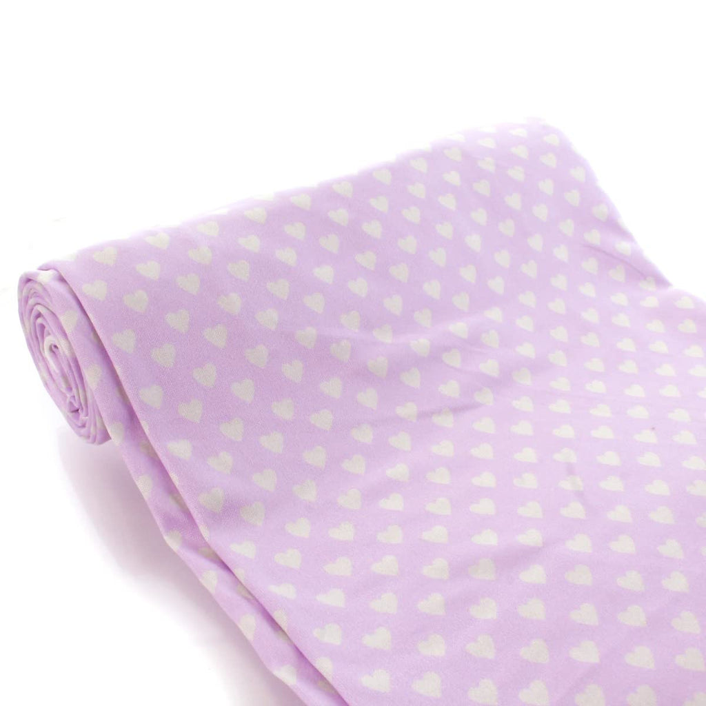 Sage Green White Hearts DBP Fabric - Double Brushed Polyester 4 Way Stretch - 1/2 Yard