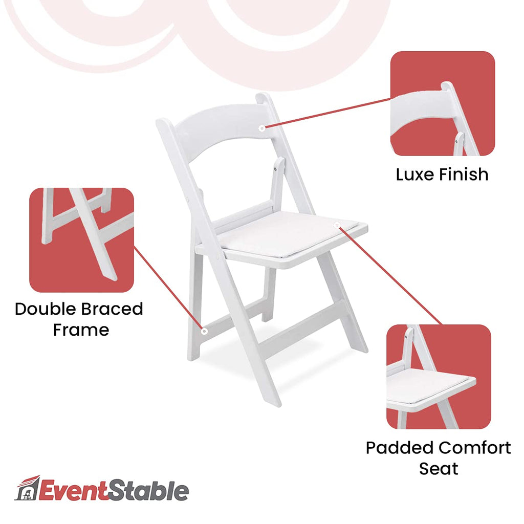 Titan PRO Resin Folding Chair, White, 50-Pack