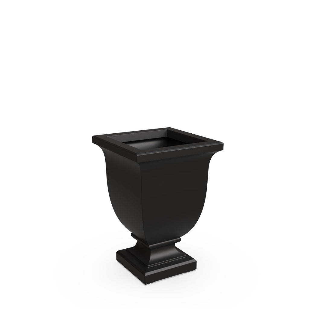 Augusta 26in Self-Watering Tall Square Urn Planter, Black
