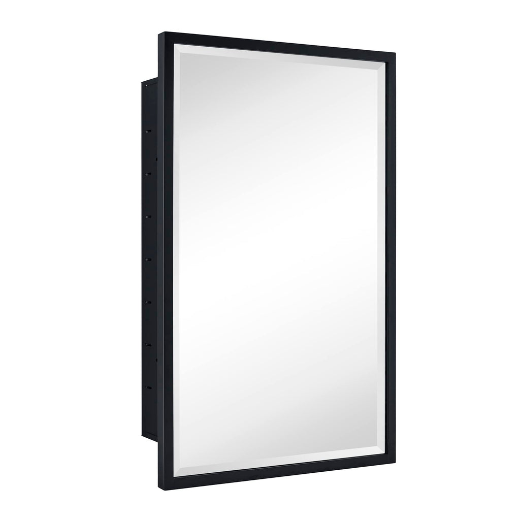 Black Recessed Bathroom Medicine Cabinet with Mirror Squared Corner Rectangle Metal Framed Medicine Cabinet with