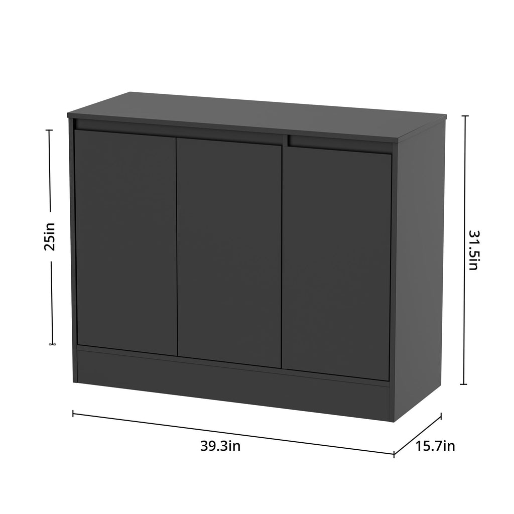 Buffet Cabinet with 3 Doors, Coffee Bar Cabinet with Storage, Black