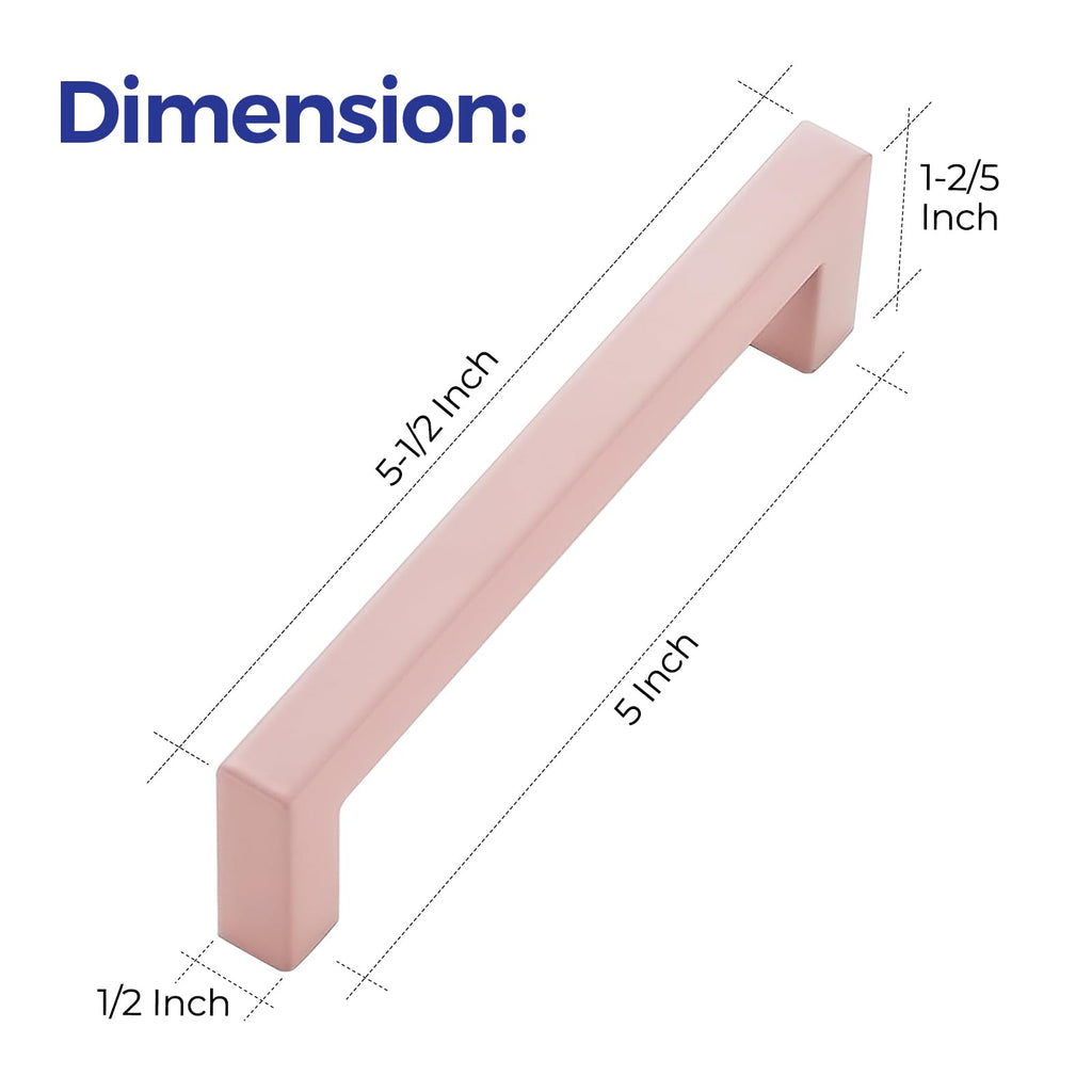 Pink Square Cabinet Handles Drawer Pulls,5 Inch,50 Pack
