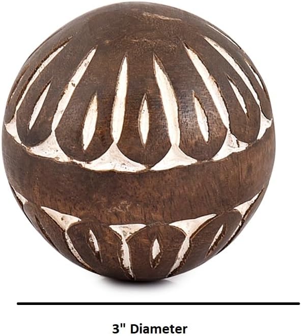 Mango Wood White Decorative Ball for Living, Dining Room Decor - Coffee Table Centerpiece Home Décor (3" x - Set of 3