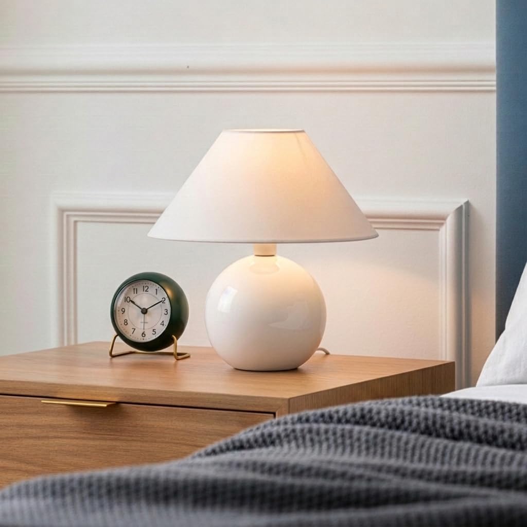 Fiona 11" LED Table Lamp - Modern Ceramic Small Lamp with Diffusing Lamp Shade for Bedside, Nightstand, Desk - Cozy