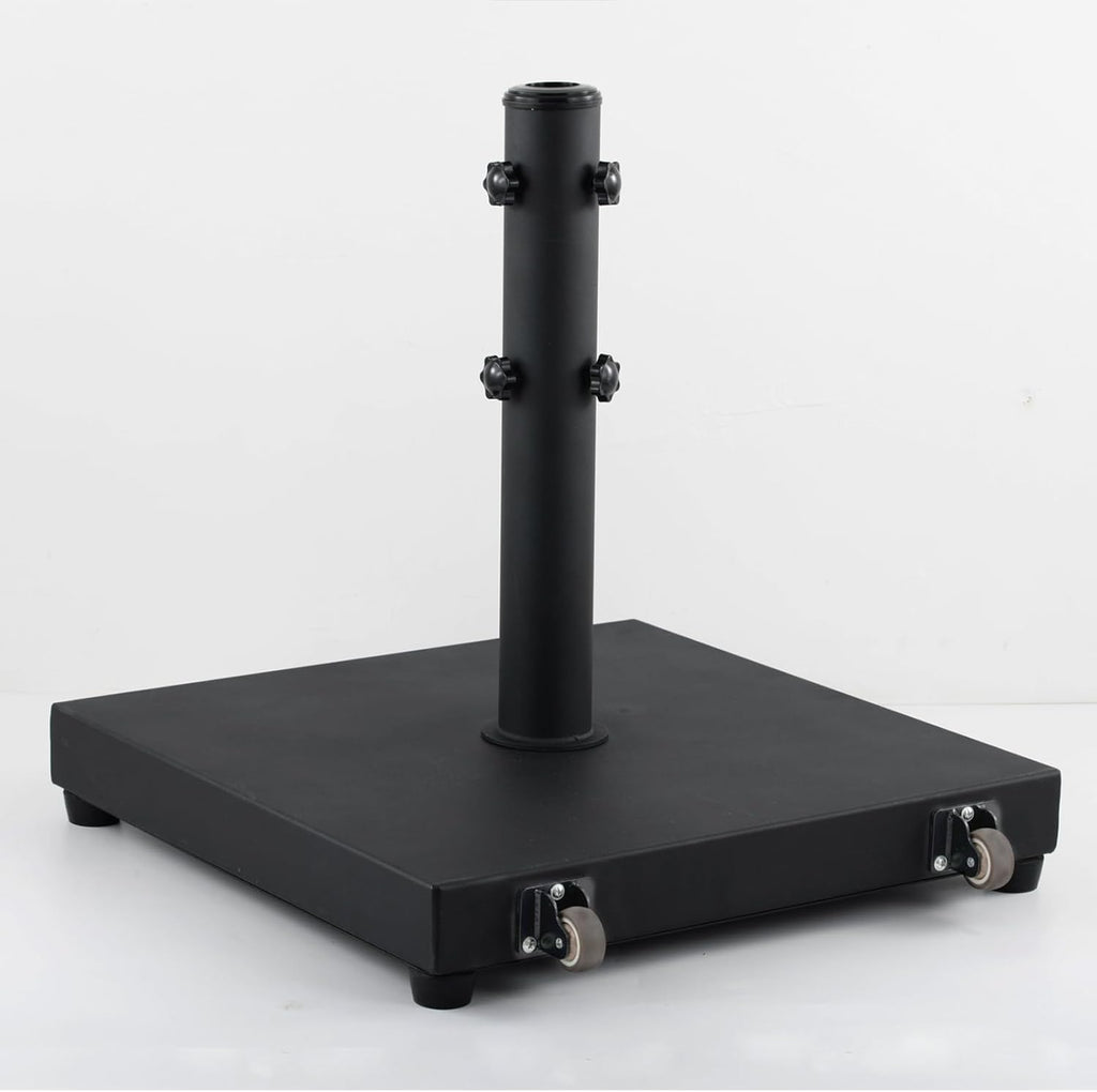 45lbs Umbrella Base Steel Square Weighted Umbrella Stand with Wheels | Heavy Duty Patio Umbrella Stand Outdoor Base for