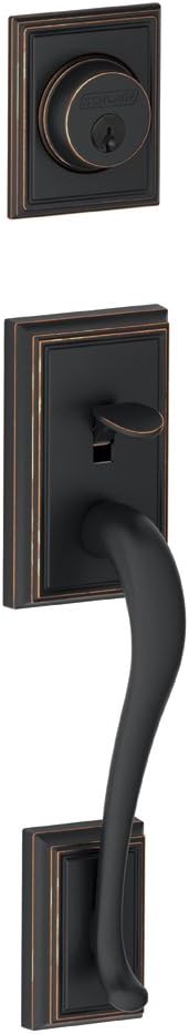 F58 ADD 505 Addison Exterior Handleset with Deadbolt, Aged Bronze (Exterior Half Only) - Door Handleset
