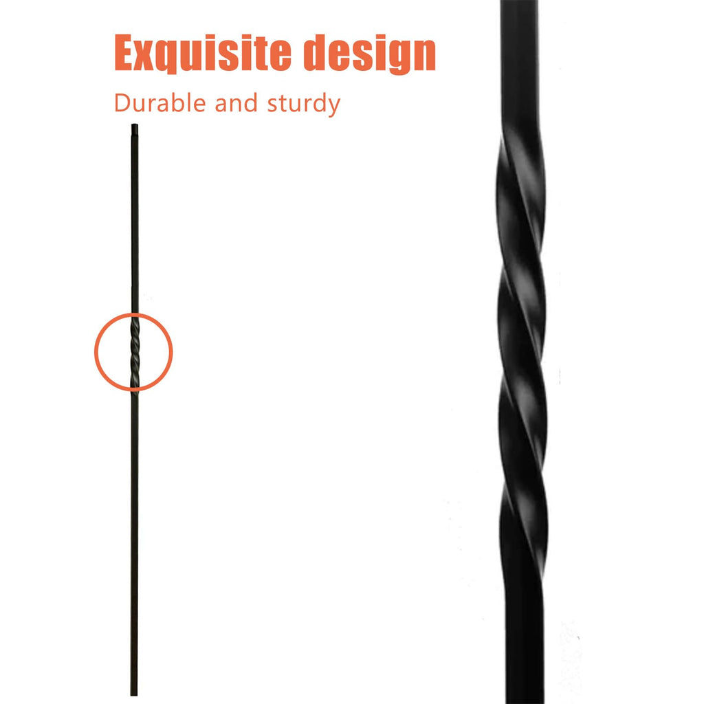 15 Pcs Wrought Iron Balusters, Hollow Single Twist Iron Balusters