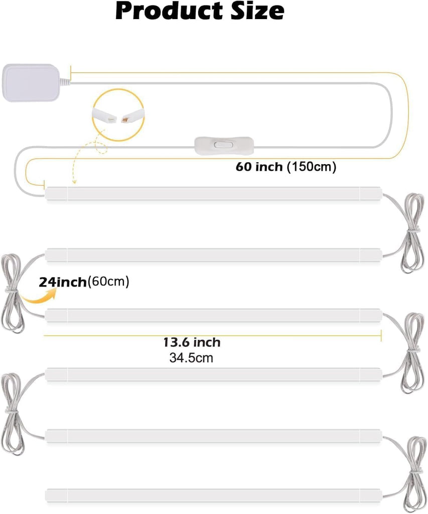 Linkable Under Cabinet Lighting, 12" LED Shelf Light Bars