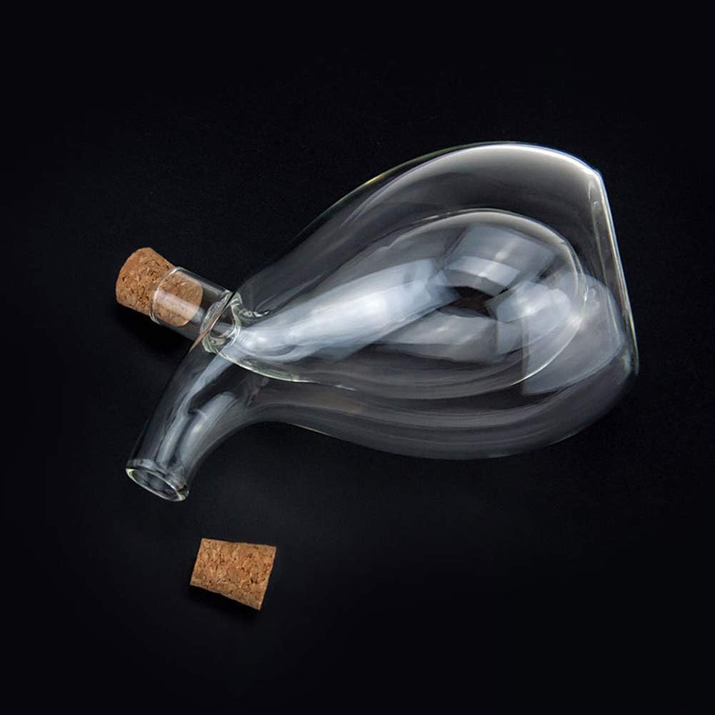 Glass Olive Oil Bottle Cruet, Hand-Blown, Moist Bottom, High Borosilicate Glass, 2 in 1 Oil and Vinegar Bottle, 2 oz