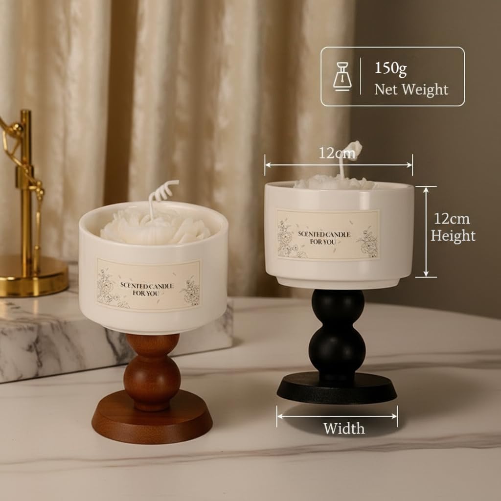 Romantic Scented Candle Gift Set for Women Luxury Floral Aromatherapy Candle with Wood Stand Relaxation (Camellia