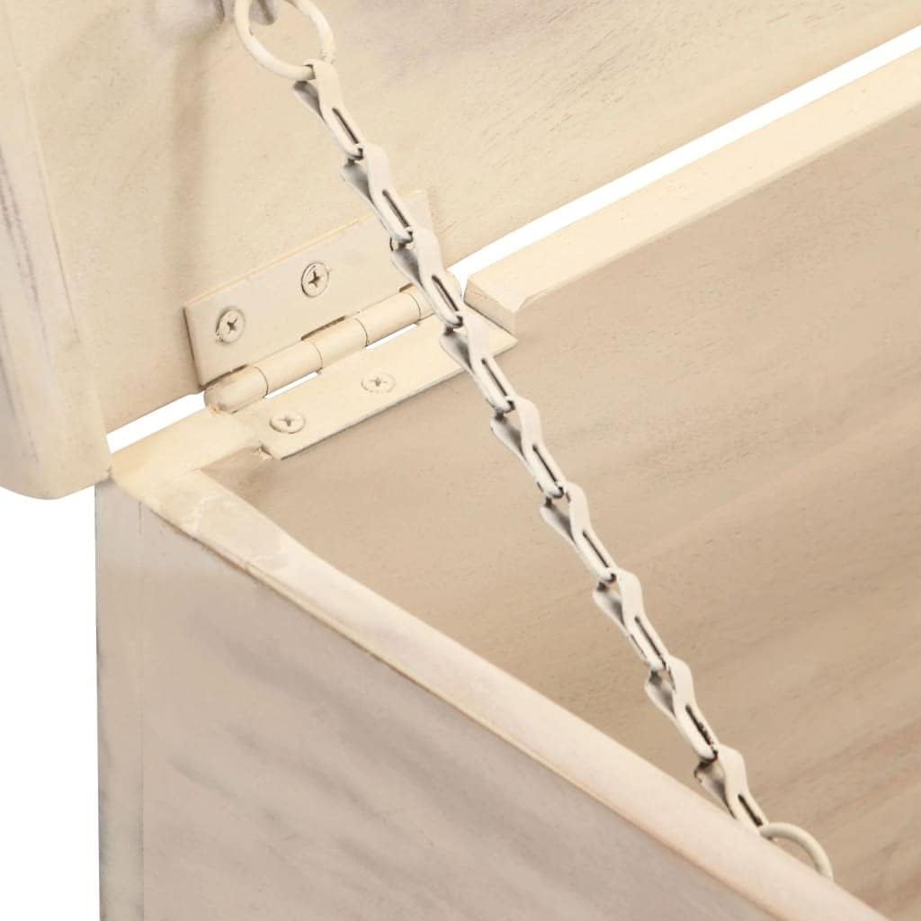 Wooden Storage Chest 43.3 inch, White Acacia Wood Trunk with Carved Panels, Large Decorative Blanket Storage Box