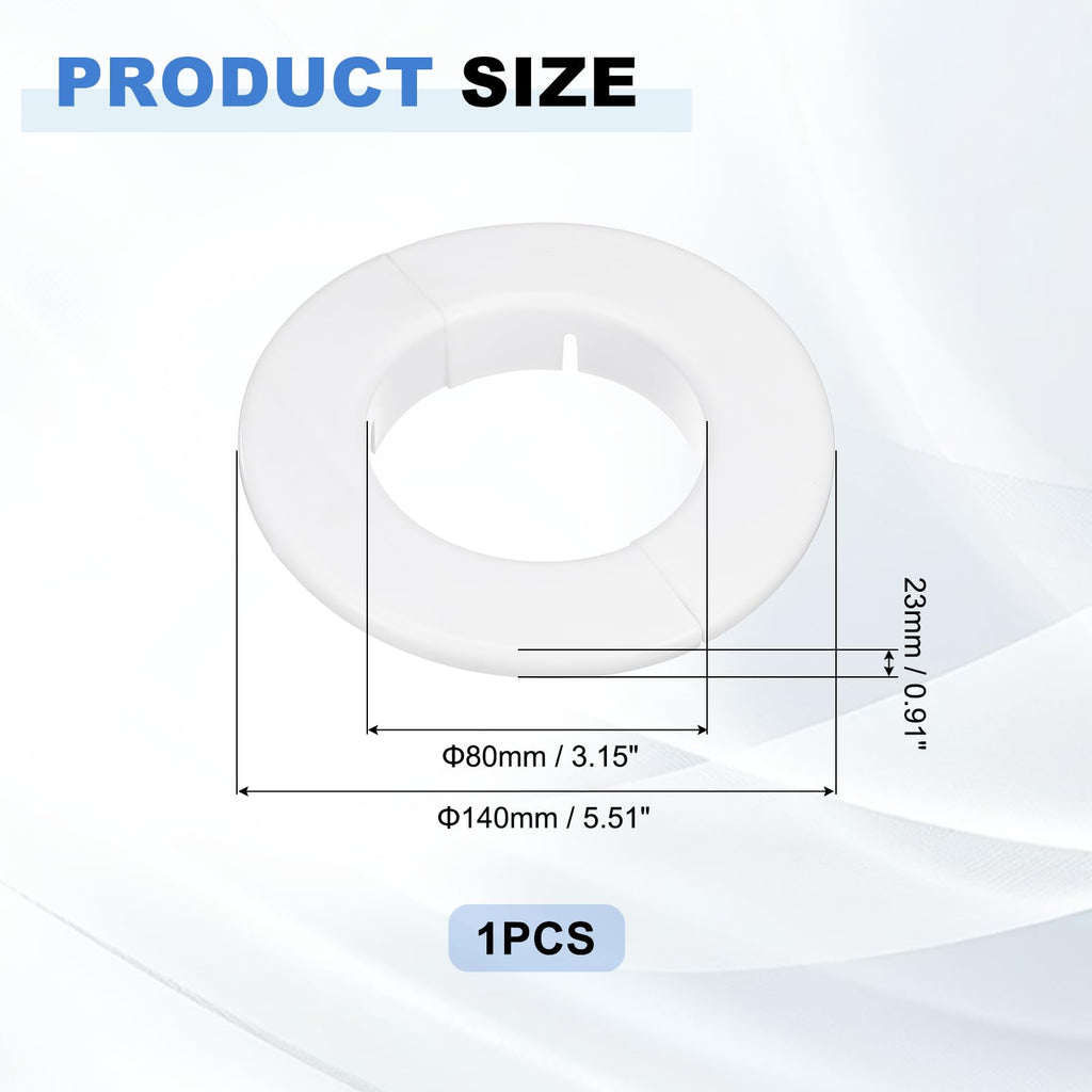 Wall Split Flange 3.15" (80mm) Dia. PP Round Escutcheon Plate Cover