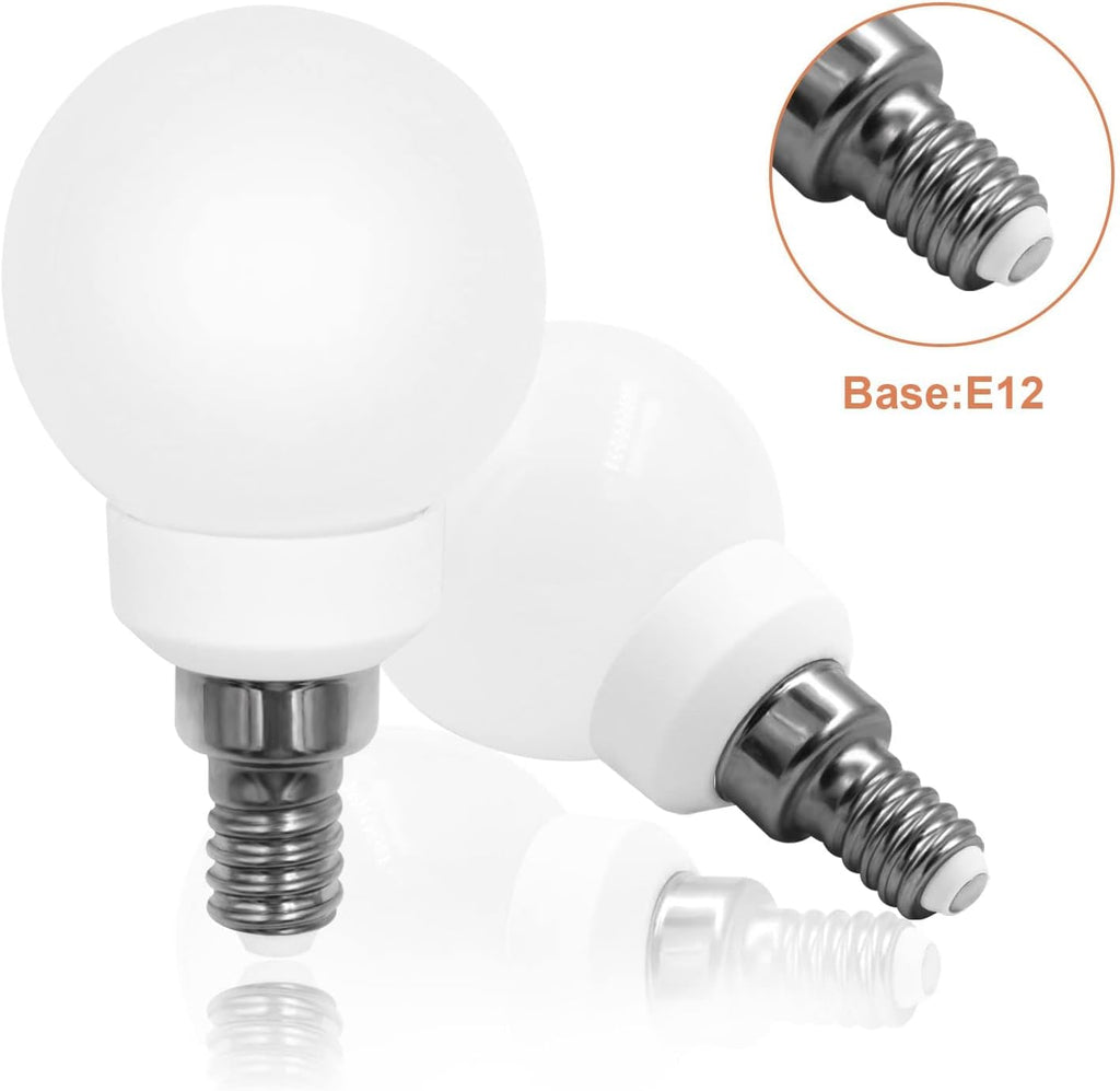 G45 Globe Light Bulbs E12 Candelabra Base 3W 110V Warm White 2-Pack