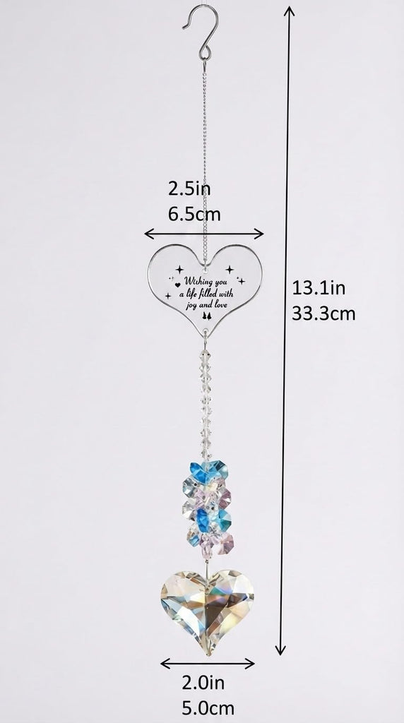 Crystal Prism Suncatcher Hanging Ornament Rainbow Heart Gifts