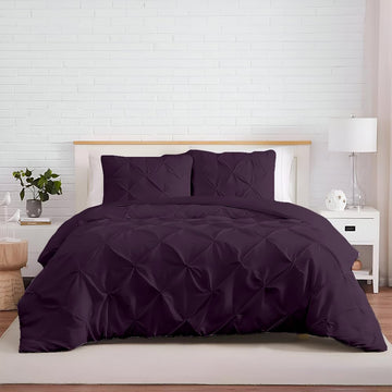 3 Pc Pinch Pleated - Pintuck Duvet Cover Set - 100% Egyptian Cotton - 1000 Thread Count Luxury Comforter