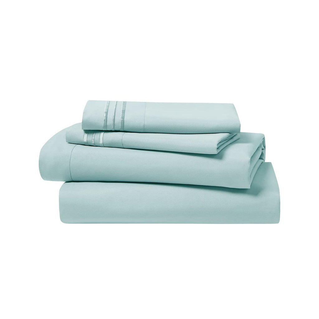 Bed Sheets Set, 4Piece Sheet Set, Microfiber, Deep Pocket, Light Blue Aqua, Solid, Premier 1800
