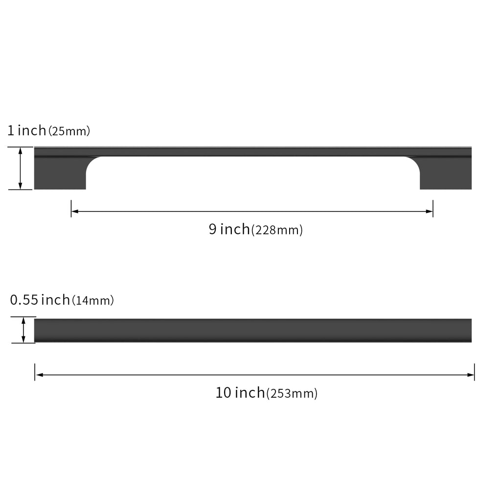 10 Pack 9 Inch(228mm) Matte Black Cabinet Pulls Kitchen Cabinet Handles Black Cabinet Pulls Cabinet Hardware for
