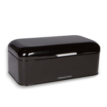 Bread Box - Extra Large Black Countertop 16" x 9" Holds 2 Loaves