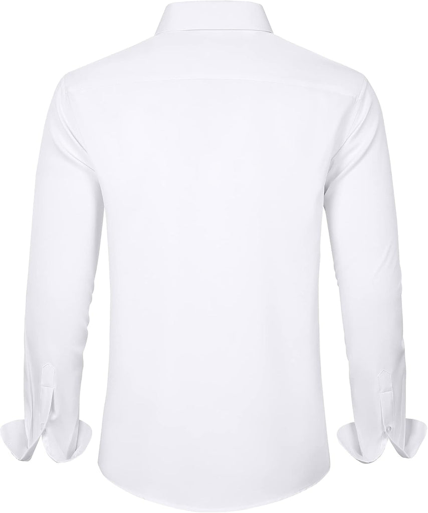 Boy's Long Sleeve Dress Shirts Solid Stretch Wrinkle-Free Shirt Kids Casual Button Down Shirts School Uniform