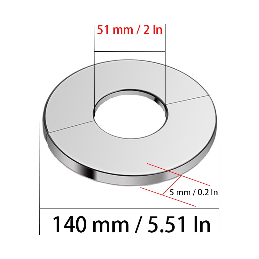 2Pcs 2"/51mm Wall Split Flange, Stainless Steel Round Escutcheon Plate Cover Water Pipe Cover, Silver
