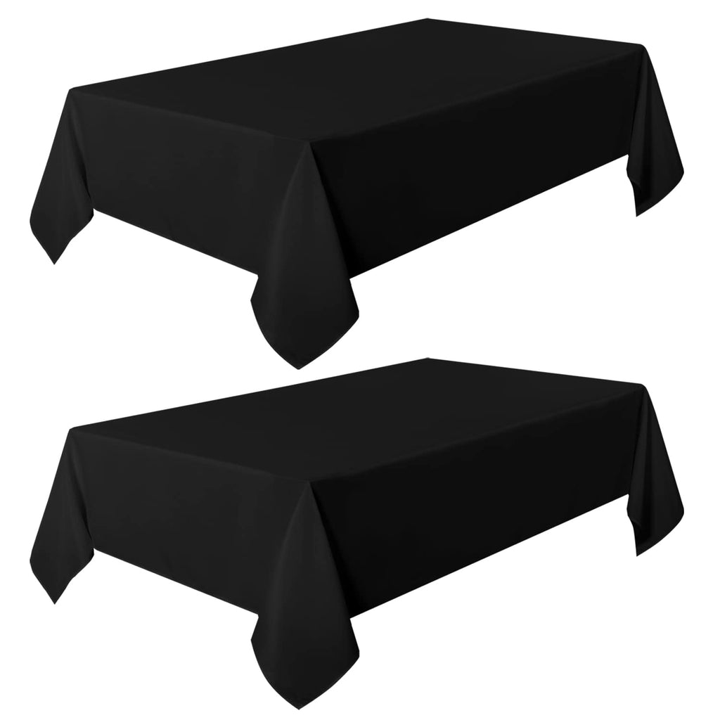 2 Pack Black Tablecloths 60x102 Inch for 6 Feet Rectangle Tables
