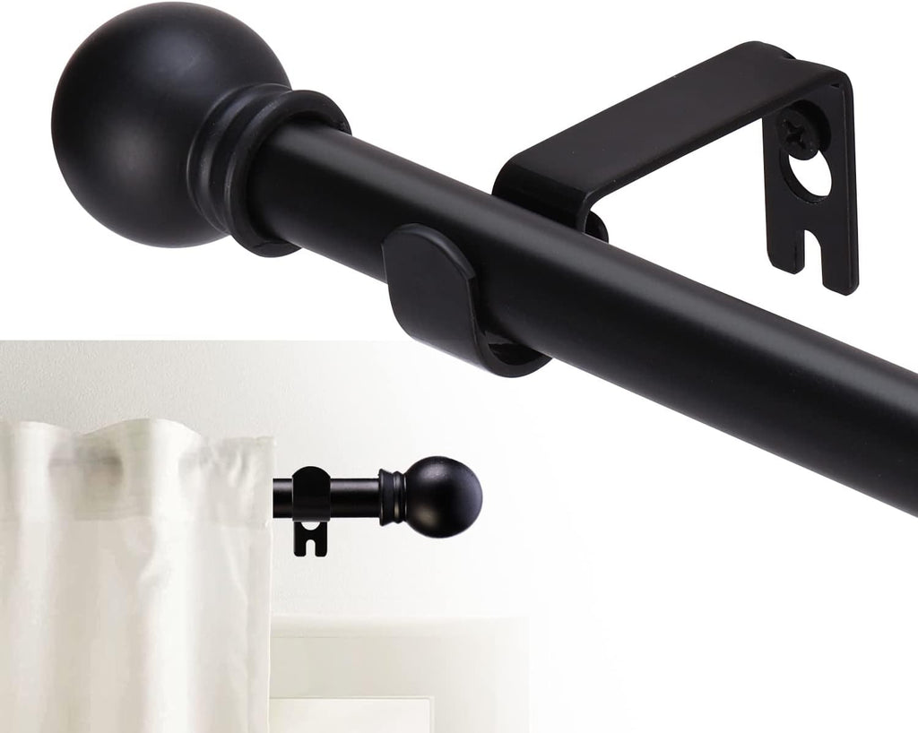 Curtain Rods for windows 28-78 inch, 5/8 inch Decorative Matte Black Splicing Heavy Duty Metal Curtain Rod set with