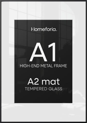 A0 Gold Poster Frame, High-End Metal, A1 Mat, Glass