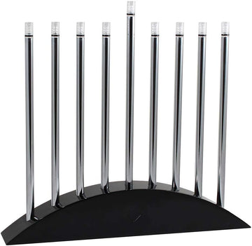 Zion Judaica Large LED Electric Hanukkah - New Classic Black & Silver Arch Style Hanukkiah 14" Wide x 12.5" Tall