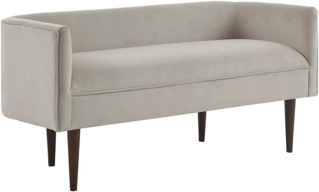 Farrah Entryway Accent Bench with Curved Backrest, 8.75" Cushion Seating Bench , Compact Bed End Bench with Solid